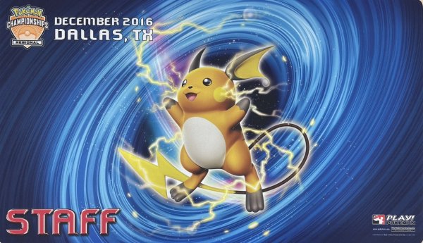 画像1: プレイマット ライチュウ REGIONAL 2016/12 DALLAS,TX STAFF (1)