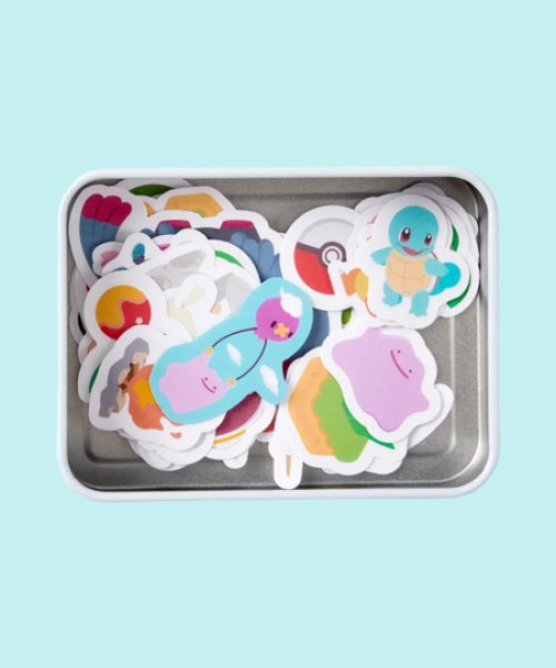 画像2: 缶ケース ＋ ステッカー ピカチュウ (うすいろ) ぽこあポケモン 韓国 (2)